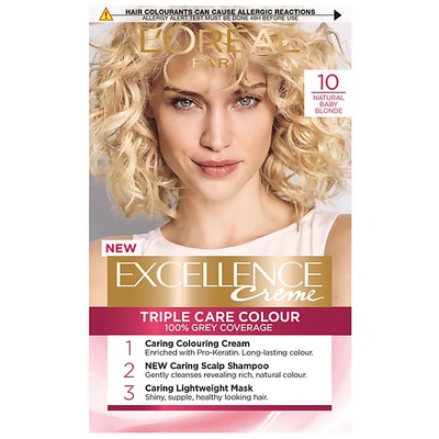 Shop L'oréal Paris Excellence Crème Permanent Hair Dye (various Shades) - 10 Natural Baby Blonde