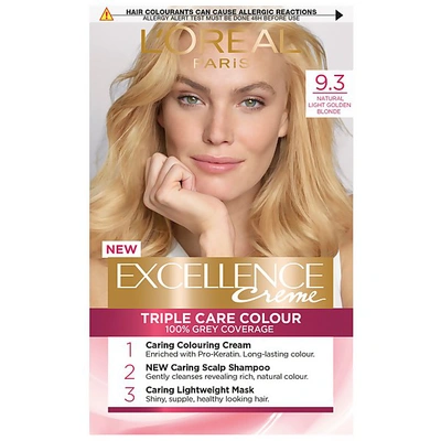 L'oréal Paris Excellence Crème Permanent Hair Dye (various Shades) - 9.3 Natural Light Gold Blonde In 9.3 Natural Light Gold Blonde