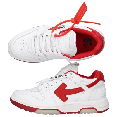Shop Off-white Low-top Sneakers Out Of Office Calfskin Logo White Red In White,red
