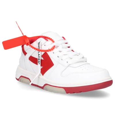 Shop Off-white Low-top Sneakers Out Of Office Calfskin Logo White Red In White,red