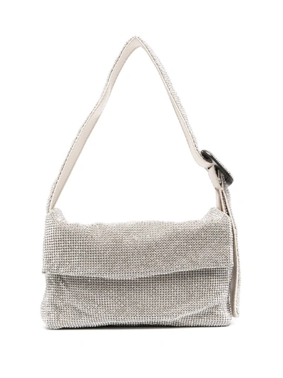 Benedetta Bruzziches Monique Grande Crystal Mesh Bag In Silver