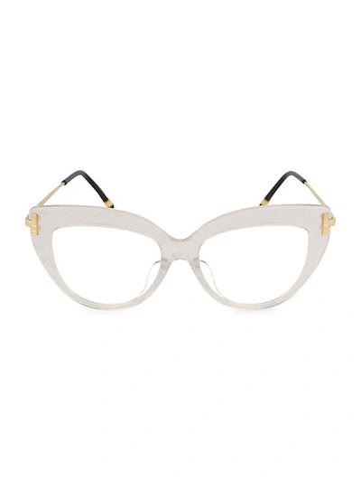 Shop Boucheron 51mm Cat Eye Novelty Optical Glasses In Beige Gold