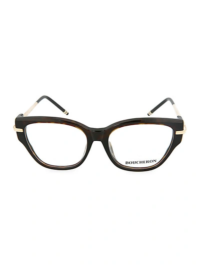 Shop Boucheron 54mm Square Novelty Optical Glasses In Brown Transparent