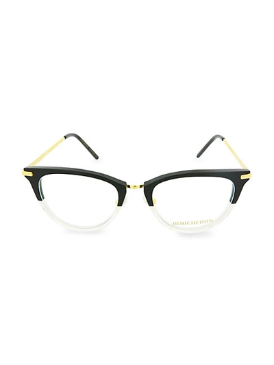Shop Boucheron Contrast 51mm Cat Eye Optical Glasses In Black White