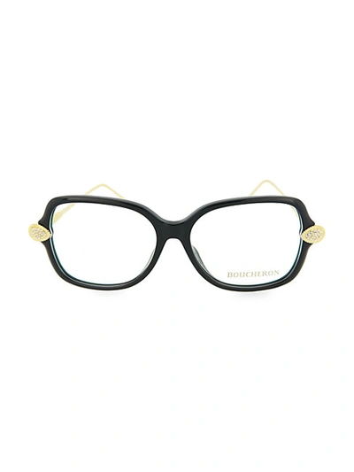 Shop Boucheron 54mm Square Novelty Optical Glasses In Black Gold