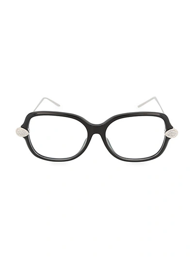 Shop Boucheron Faux Crystal-accent 54mm Square Optical Glasses In Black Silver