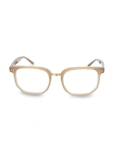 Shop Linda Farrow 51mm Square Novelty Optical Glasses In Mink