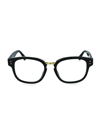 Shop Linda Farrow 49mm Square Novelty Optical Glasses In Black