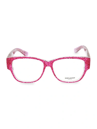 Shop Saint Laurent 55mm Square Core Optical Glasses In Pink