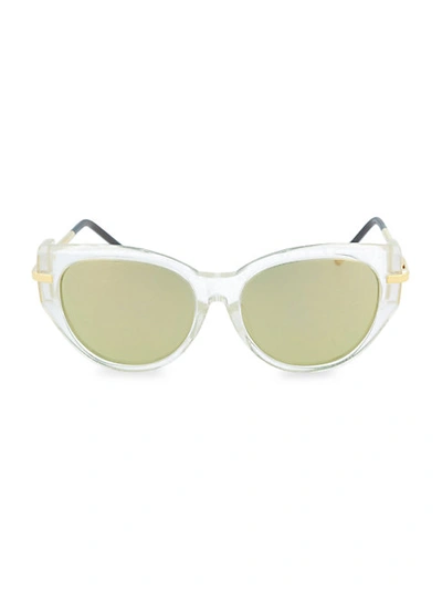 Shop Boucheron 54mm Round Novelty Sunglasses In Crystal Gold