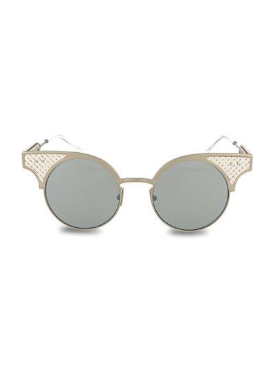 Shop Bottega Veneta 49mm Round Eye Sunglasses In Silver