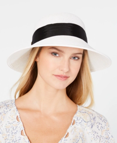 Shop Dorfman Pacific Scala Grosgrain Ribbon Cloche In White