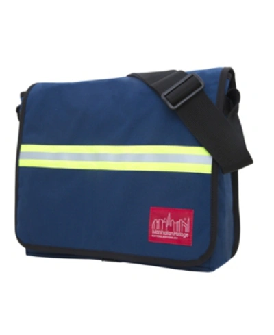 Shop Manhattan Portage Medium Reflective Dj Bag In Navy