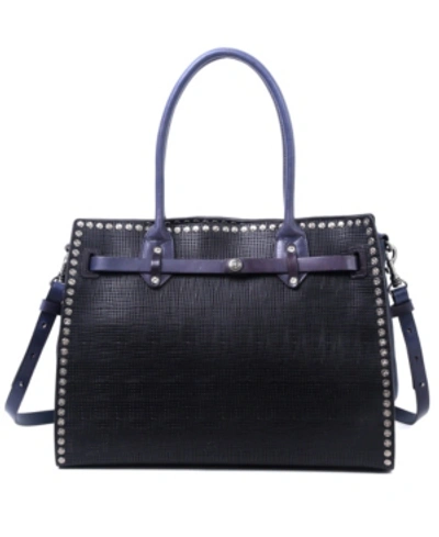 Old Trend Westland Leather Satchel Bag In Navy