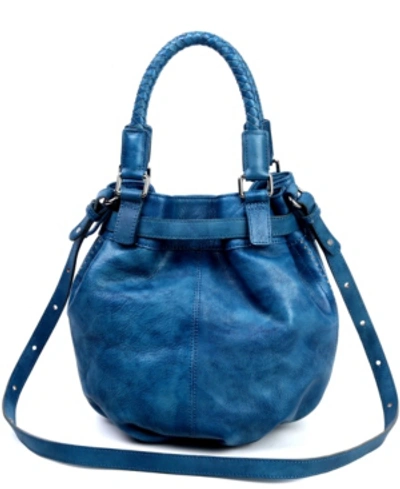Old Trend Women's Genuine Leather Pumpkin Bucket Bag In Navy