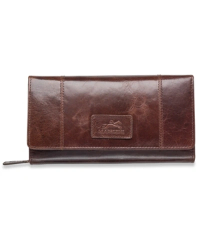 Shop Mancini Casablanca Collection Rfid Secure Ladies Clutch Wallet In Brown