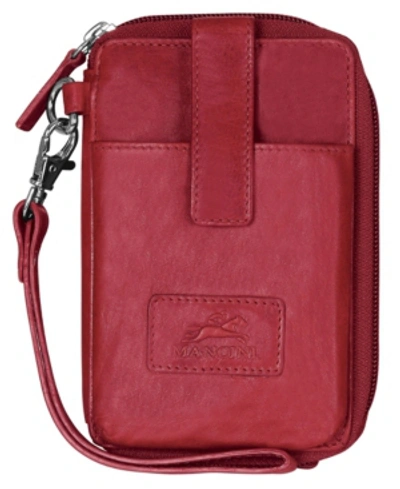 Shop Mancini Casablanca Collection Rfid Secure Cell Phone Wallet In Red