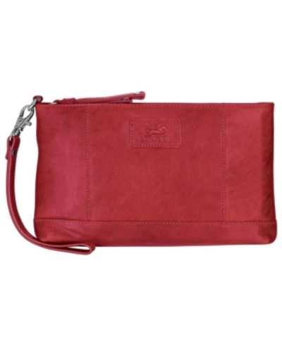 Mancini Casablanca Collection Rfid Secure Ladies Wristlet In Red