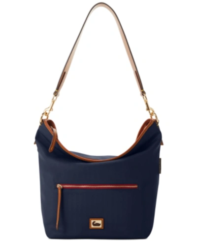 Shop Dooney & Bourke Wayfarer Nylon Small Hobo Crossbody In Navy/gold