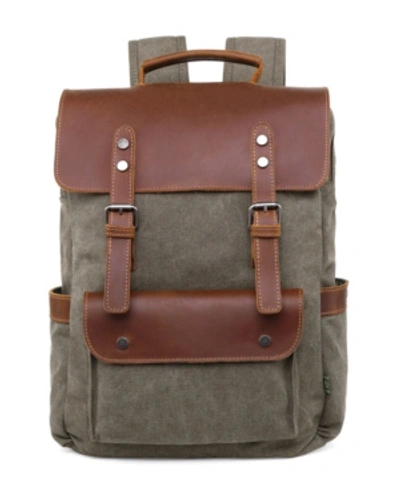 Shop Tsd Brand Valley Hill Canvas Backpack In Olive