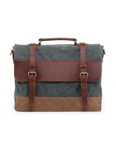 Shop Tsd Brand Stone Creek Waxed Canvas Briefcase In Teal