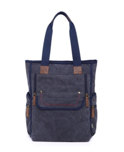 Shop Tsd Brand Atona Canvas Tote Bag In Navy