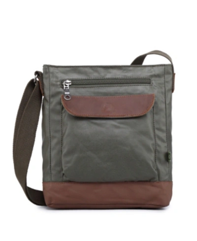 Tsd Brand Urban Light Coated Canvas Crossbody Bag In Green