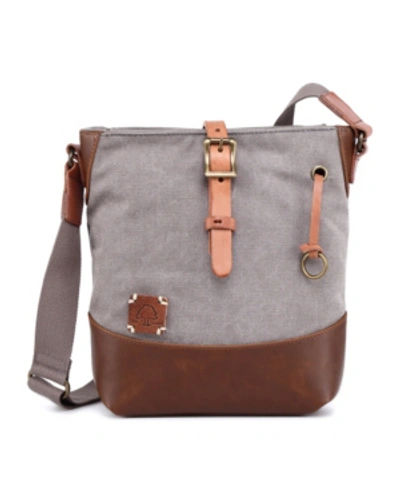 Tsd Brand Redwood Canvas Crossbody Bag In Gray