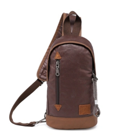 Tsd Brand Urban Light Coated Canvas Sling Bag In Brown