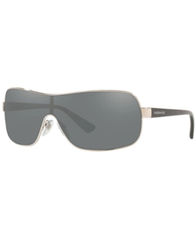Shop Sunglass Hut Collection Sunglasses, 0hu1008 In Shiny Silver/light Blue Silver Mirror