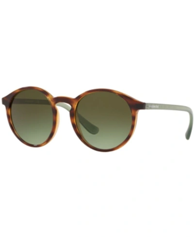Shop Sunglass Hut Collection Sunglasses, 0hu2019 In Shiny Stripted Havana/gradient Green