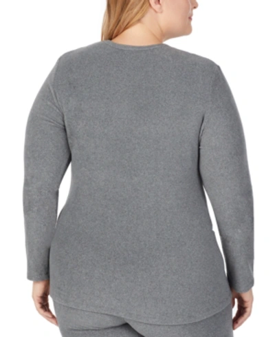 Shop Cuddl Duds Plus Size Fleecewear With Stretch Crewneck Top In Heather Charcoal