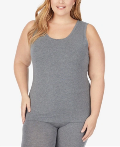 Shop Cuddl Duds Plus Size Softwear With Stretch Reversible Tank Top In Heather Charcoal