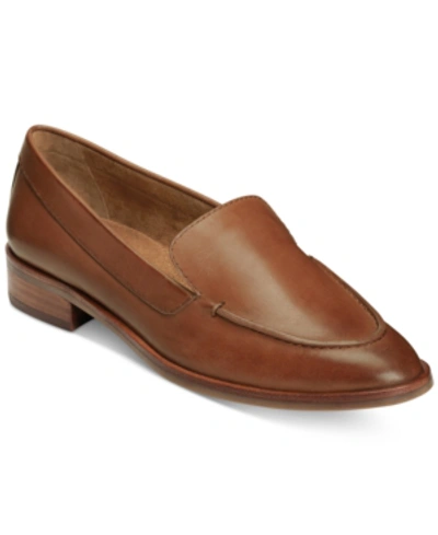 Shop Aerosoles East Side Loafers In Dark Tan Leather