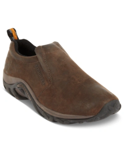 Shop Merrell Jungle Nubuck Moc Slip-on Shoes In Dark Brown