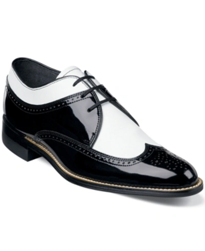 Shop Stacy Adams Dayton Wing-tip Lace-up Shoes In Black Patent And White Leather