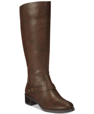 Easy Street Jewel Womens Faux Leather Knee-high Riding Boots In Brown
