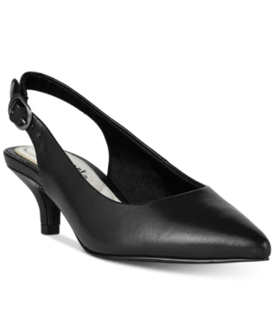 Easy Street Faye Womens Faux Leather Slingback Kitten Heels In Black