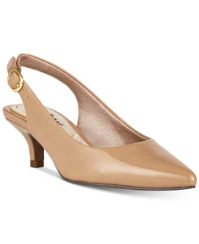 Shop Easy Street Faye Slingback Kitten-heel Pumps In Nude Patent