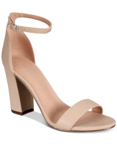 Shop Madden Girl Bella Two-piece Block Heel Sandals In Blush Smooth