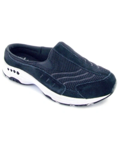 Easy Spirit Traveltime 595 Womens Padded Insole Slides Mules In Navy