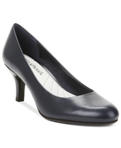 Easy Street Passion Womens Patent Round Toe Dress Pumps In New Navy