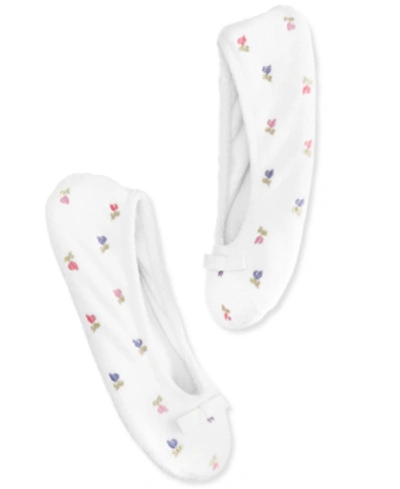 Shop Isotoner Signature Isotoner Embroidered Terry Ballerina Slipper, Online Only In White