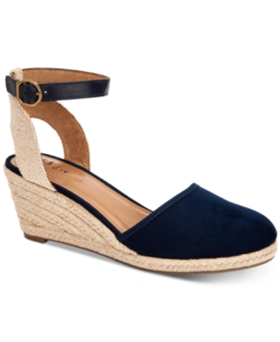 Shop Style & Co Women's Mailena Wedge Espadrille Sandals, Created For Macy's In Navy