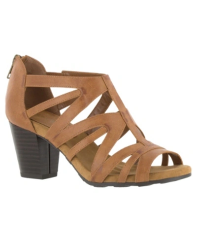 Easy Street Amaze Womens Faux Leather Gladiator Dress Sandals In Cognac