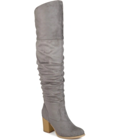 Shop Journee Collection Women's Kaison Extra Wide Calf Boots In Grey