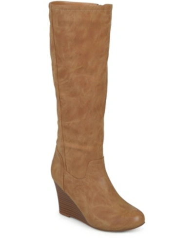 Shop Journee Collection Women's Wide Calf Langly Boot Women's Shoes In Tan