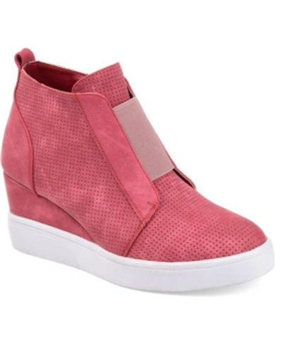 Shop Journee Collection Women's Clara Wedge Sneakers In Pink
