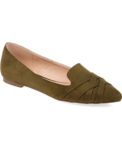 Shop Journee Collection Women's Mindee Pointed Toe Flats In Olive