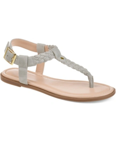 Shop Journee Collection Women's Genevive T Strap Flat Sandals In Grey